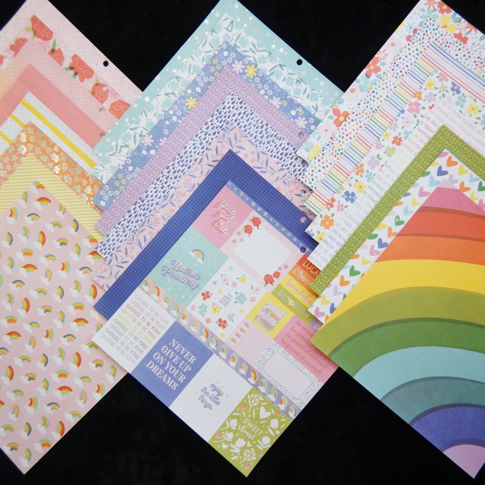 12x12 Scrapbook Paper 24 Cardstock Pride Rainbow LGBT Happy Day Hearts Flag June